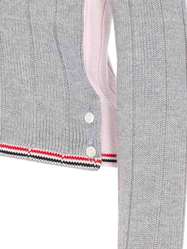 The Best Shops THOM BROWNE: Strickpullover mit Rundhalsausschnitt - Rundhalspullover - Grau