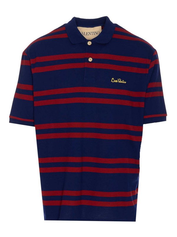 VALENTINO GARAVANI: polo shirts - Valentino Blue And Red Striped Polo