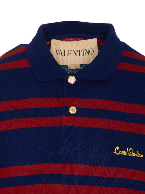 Valentino Blue And Red Striped Polo shop online: VALENTINO GARAVANI