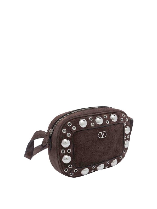 VALENTINO GARAVANI: cross body bags online - Brown Suede Nellcote Crossboyd Bag