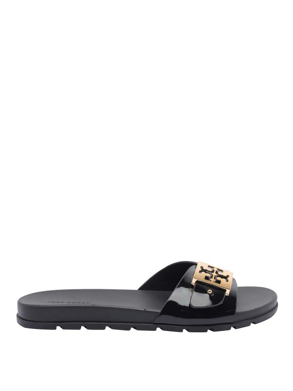 TORY BURCH: sandals - Black Buckle Slide Sandals