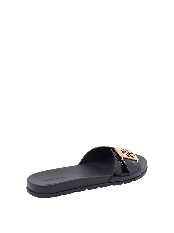 The Best Shops TORY BURCH: sandals - Black Buckle Slide Sandals