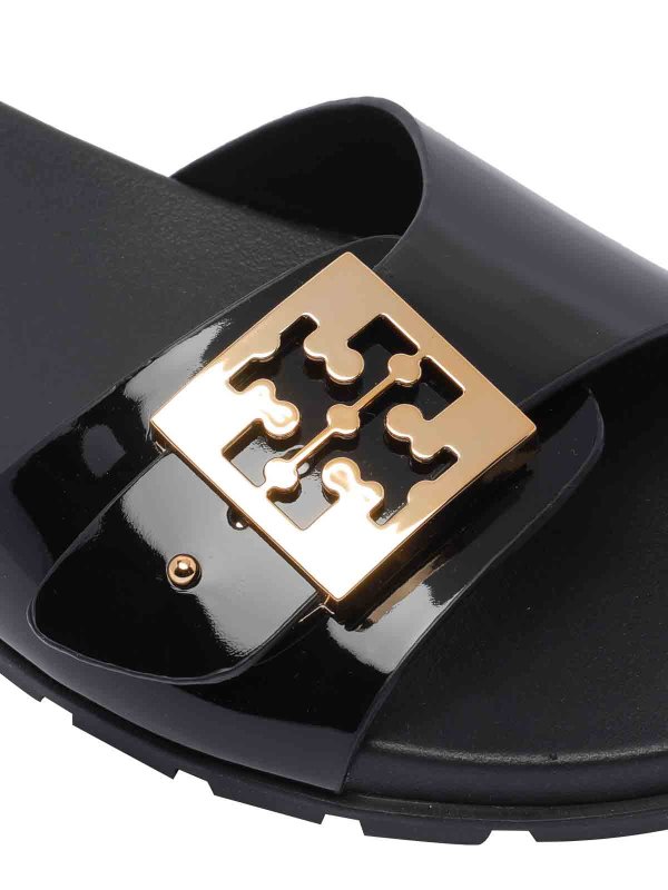 Black Buckle Slide Sandals shop online: TORY BURCH