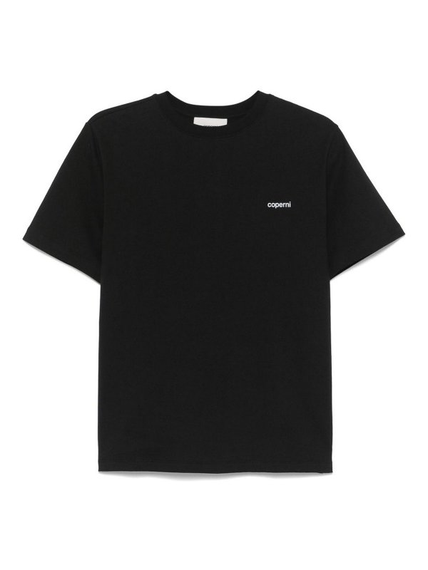 COPERNI: t-shirts - Black T-Shirt With White Logo