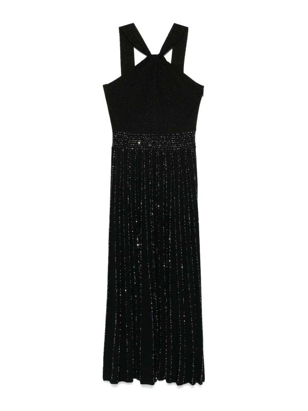 Exterior Abito lungo svaso nero con effetto luurex 600302NERO