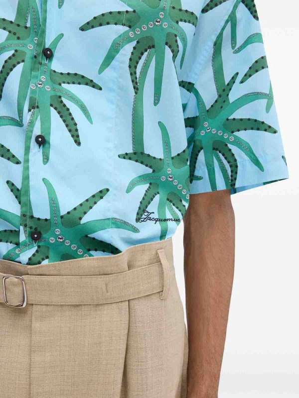 JACQUEMUS: shirts online - Cotton Shirt With Blue And Green Pattern