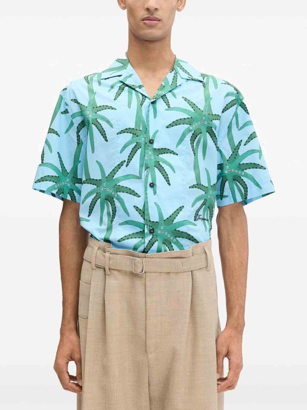 Cotton Shirt With Blue And Green Pattern shop online: JACQUEMUS