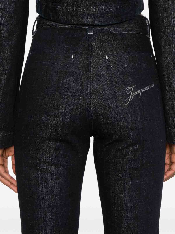 JACQUEMUS: straight leg jeans online - Straight Jeans In Dark Blue Denim