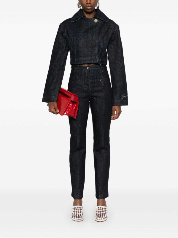 The Best Shops JACQUEMUS: straight leg jeans - Straight Jeans In Dark Blue Denim