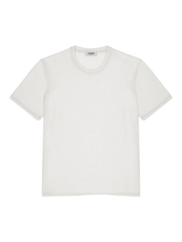 LANEUS: t-shirts - White Cotton-Blend Crew-Neck T-Shirt