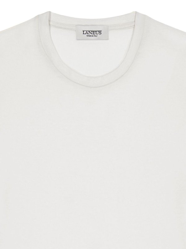 The Best Shops LANEUS: t-shirts - White Cotton-Blend Crew-Neck T-Shirt