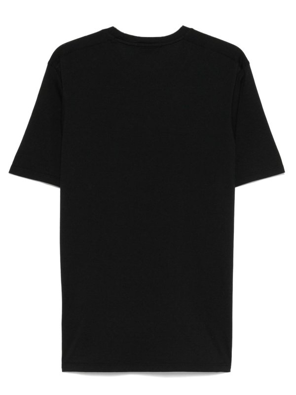 LANEUS: t-shirts online - Black Cotton-Blend Crew-Neck T-Shirt