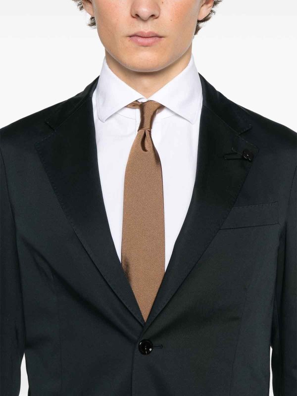 LARDINI: formal suits online - Navy Blue Cotton Blended Suit