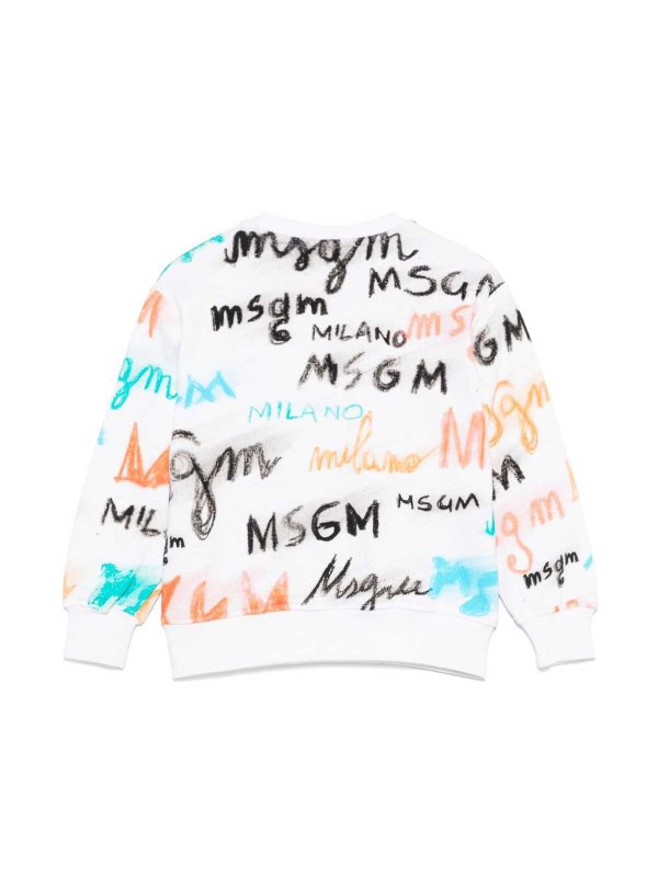 m.s.g.m.: crew necks online - Crewneck Cotton Sweatshirt With Logo Print