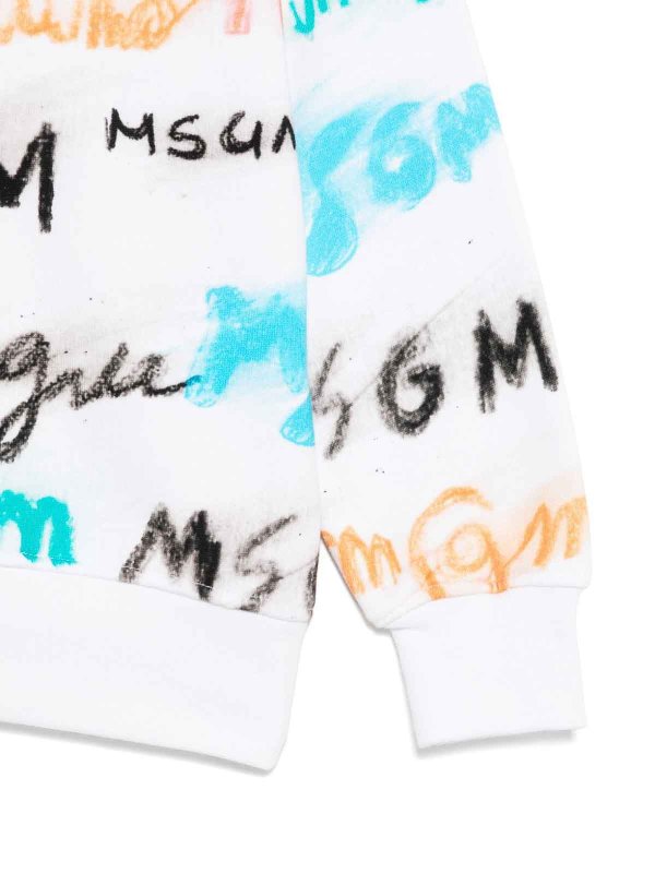 The Best Shops m.s.g.m.: crew necks - Crewneck Cotton Sweatshirt With Logo Print