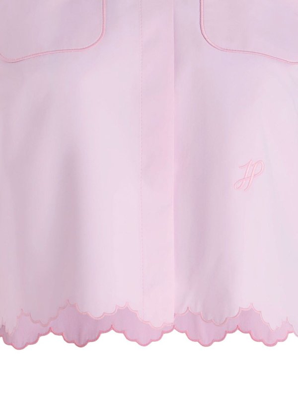PATOU: shirts online - Pink Cotton Crop Shirt With Scallop Hem