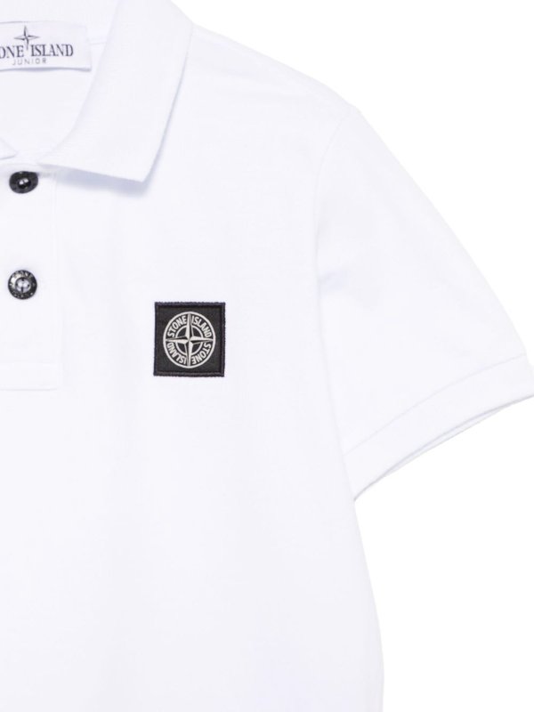 The Best Shops STONE ISLAND: polo shirts - White Polo Shirt With Logo And Bottons