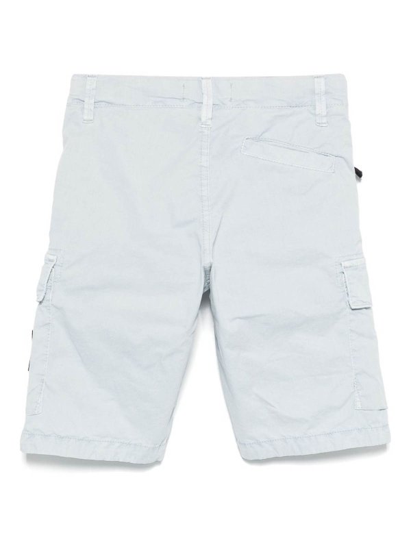 The Best Shops STONE ISLAND: Trousers Shorts - Navy Blue Cotton Shorts With Logo