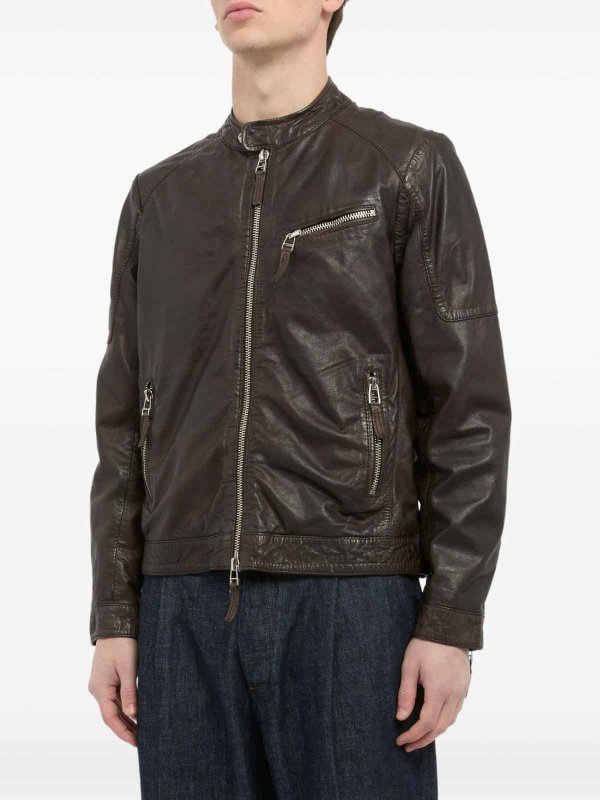 THE JACK LEATHERS buy online Giacca in pelle marrone con cerniera