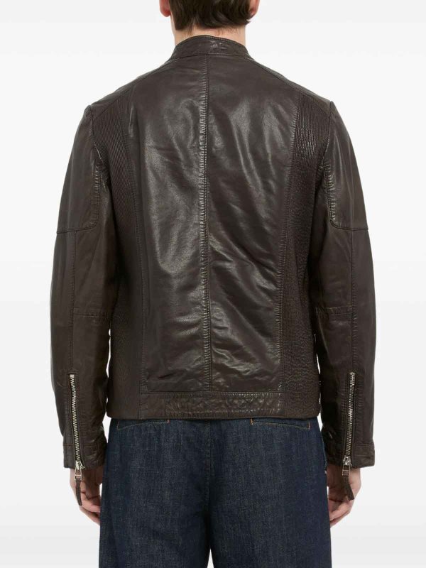 The Best Shops THE JACK LEATHERS: Giacca in pelle marrone con cerniera