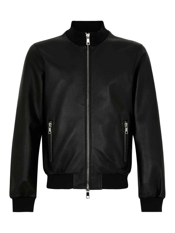 THE JACK LEATHERS: leather jacket - Black Leather Jacket With Zip Closure