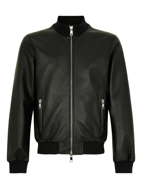 THE JACK LEATHERS buy online Black Leather Jacket With Zip Closure