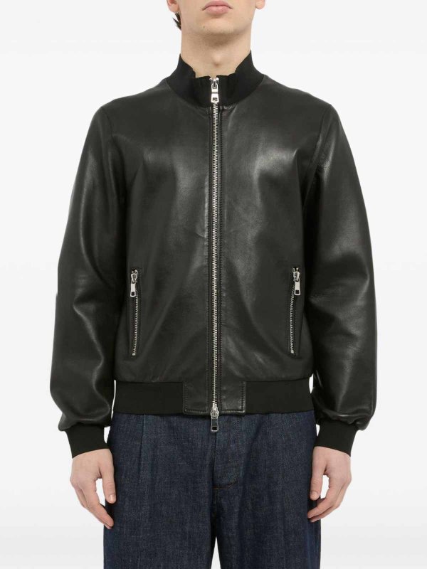 The Best Shops THE JACK LEATHERS: Black Leather Jacket With Zip Closure