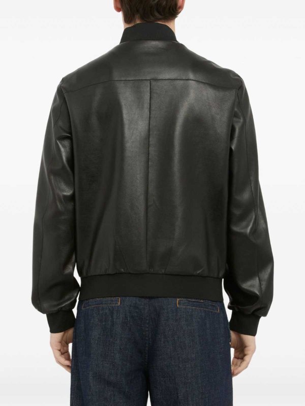 leather jacket shop online Black Leather Jacket With Zip Closure