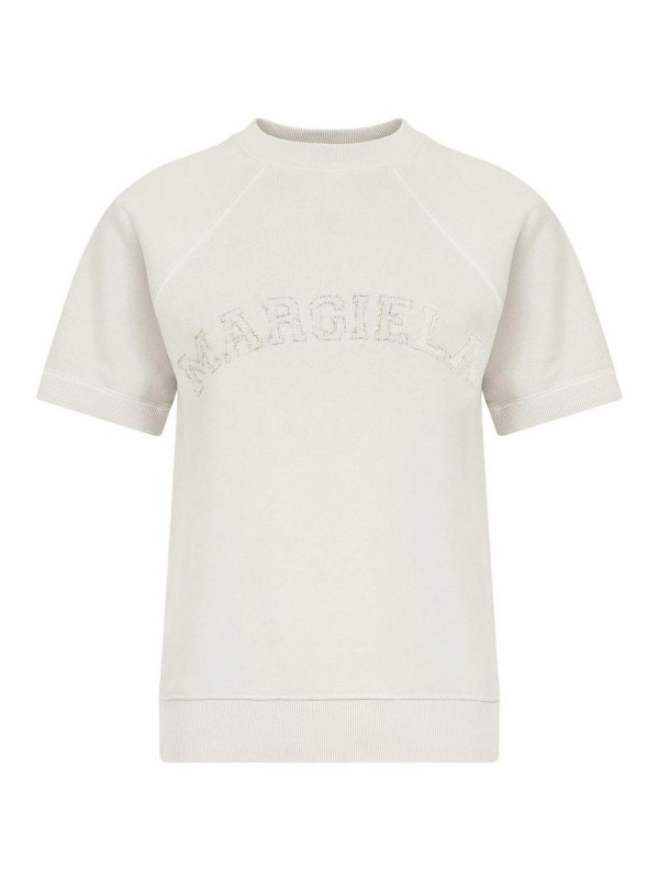 Maison Margiela: Sweatshirts & Sweaters - Cream White Cotton Sweatshirt