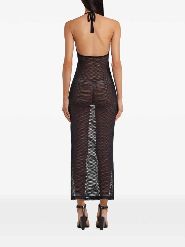 Long Black Perforated Cotton Dress shop online: Courreges