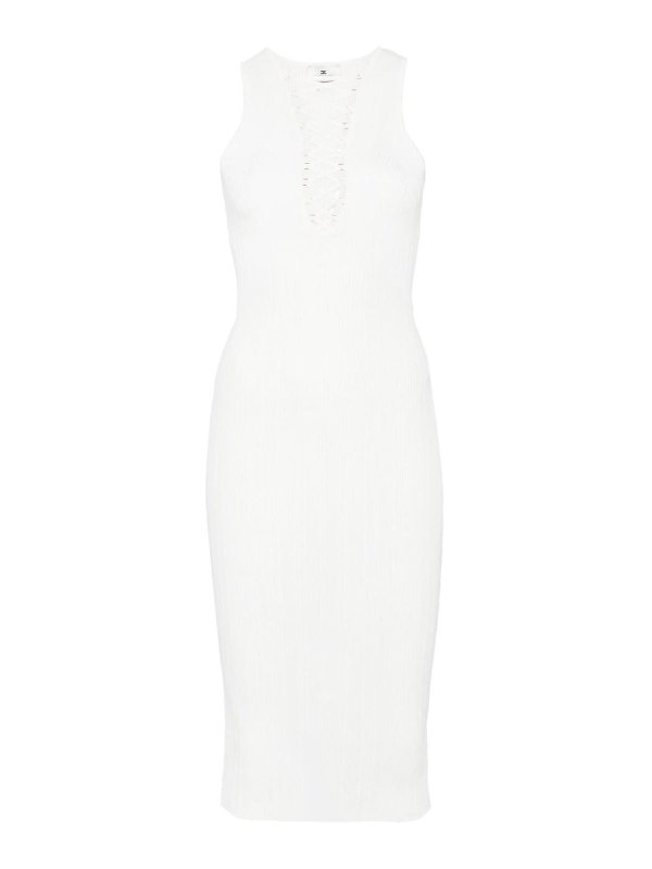 Elisabetta Franchi White Midi Dress With Crossover Strap