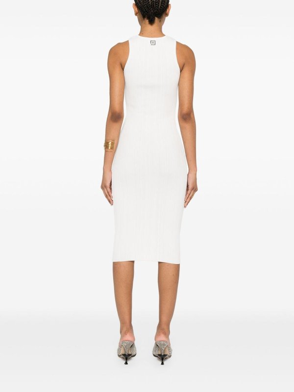 Elisabetta Franchi White Midi Dress With Crossover Strap