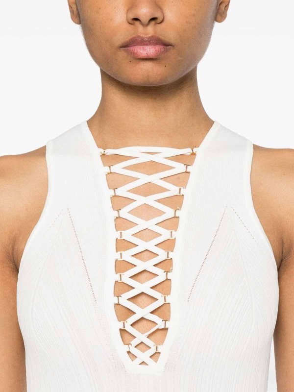 White Midi Dress With Crossover Strap shop online: ELISABETTA FRANCHI