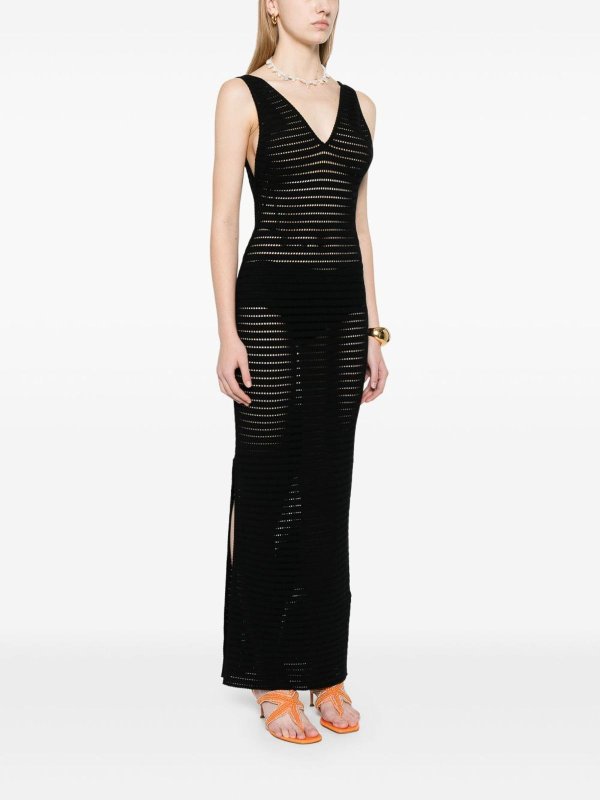 ELISABETTA FRANCHI buy online Black Long Dress In Openwork Knit