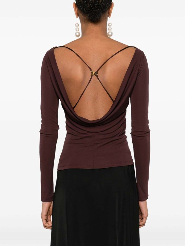 Elisabetta Franchi MD01352E2644 関税送料込 Elisabetta Franchi Tシャツ - ブラウン | MD01352E2644