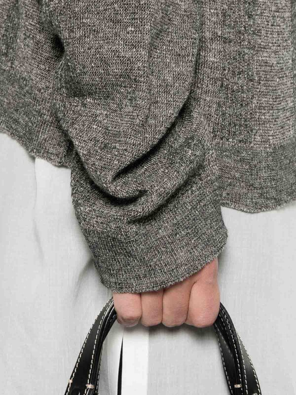 The Best Shops Maison Margiela: crew necks - V-Neck Skintwear In Grey Linen And Cotton