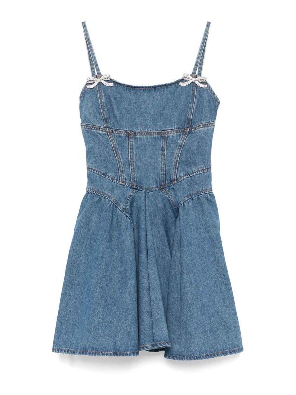 Self Portrait Blue Cotton Mini Dress - Blue - Women