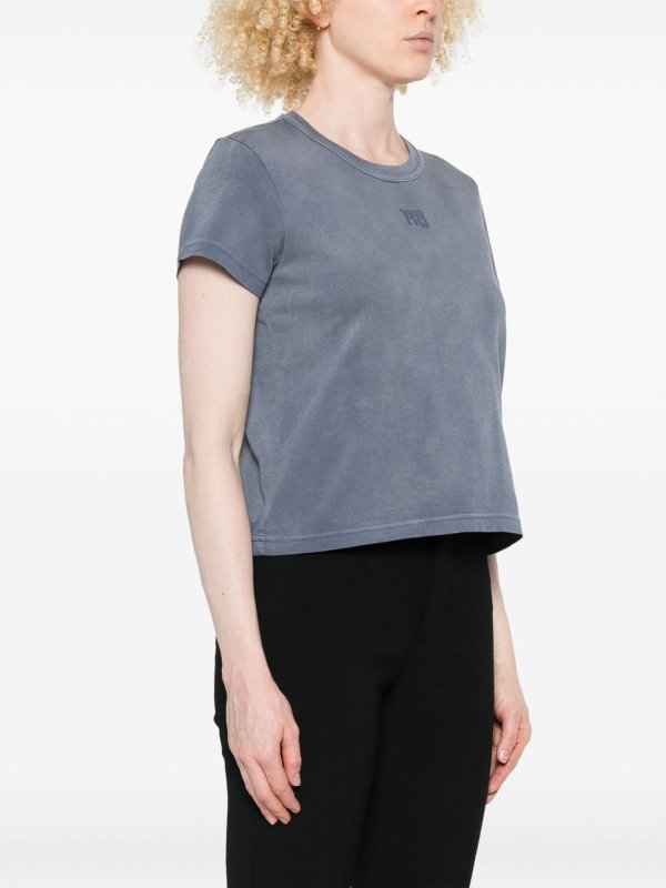 ALEXANDER WANG: t-shirts online - Blue Short-Sleeve T-Shirt With Logo