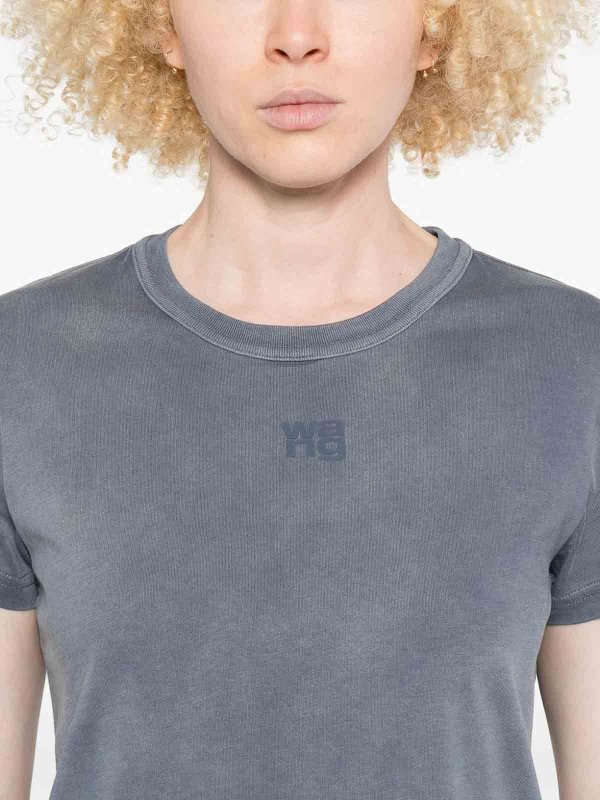 Blue Short-Sleeve T-Shirt With Logo shop online: ALEXANDER WANG
