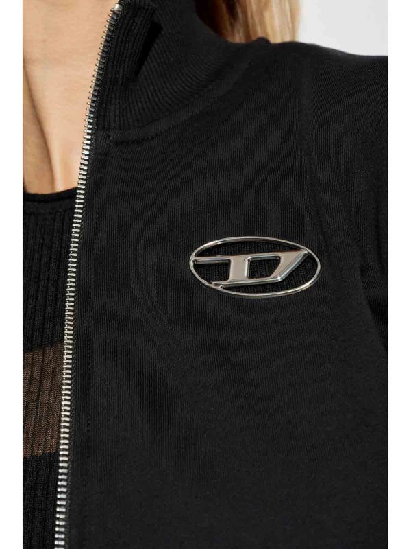 Black Cotton Zip Up Sweatshirt shop online: DIESEL
