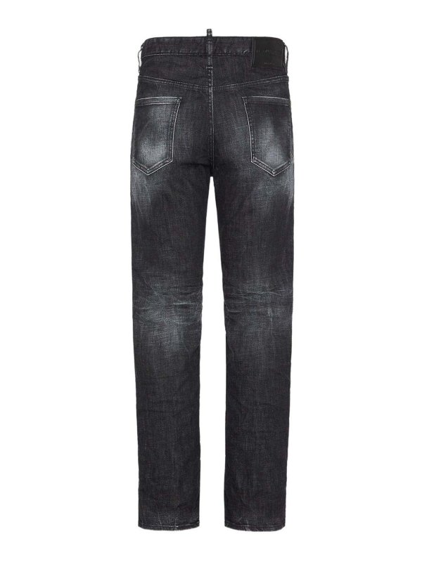 DSQUARED2: straight leg jeans online - Black Washed Straight Jeans