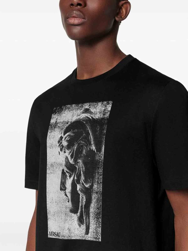 VERSACE buy online Black Cotton T-Shirt With Print