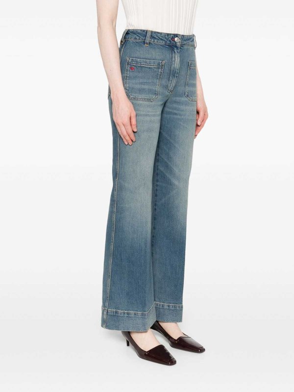 The Best Shops VICTORIA BECKHAM: bootcut jeans - Stretch Jeans With Logo Patch