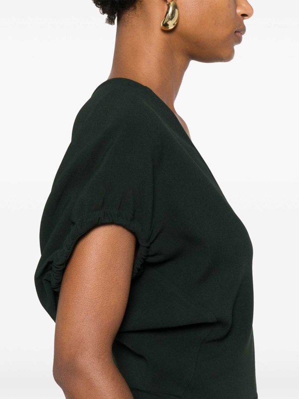 The Best Shops VICTORIA BECKHAM: knee length dresses - Dark Green V-Neck Midi Dress