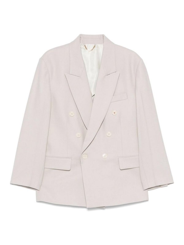 VICTORIA BECKHAM: blazers - Beige Double-Breasted Blazer