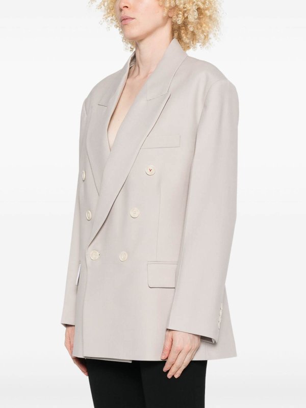 VICTORIA BECKHAM: blazers online - Beige Double-Breasted Blazer