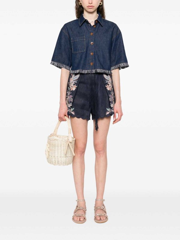 ZIMMERMANN: shirts online - Indigo Blue Cotton Denim Shirt