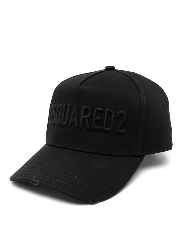 DSQUARED2: cappelli - Cappo di baseball nero con logo frontale