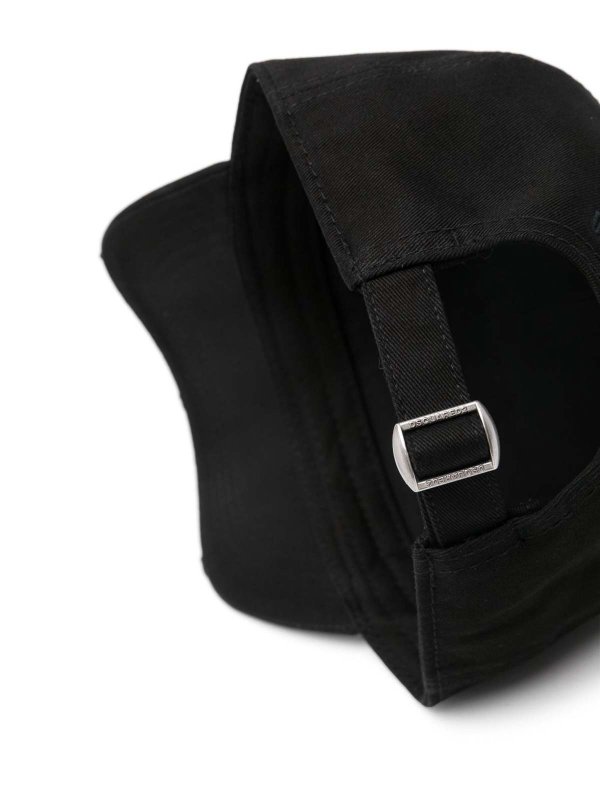 DSQUARED2: cappelli online - Cappo di baseball nero con logo frontale