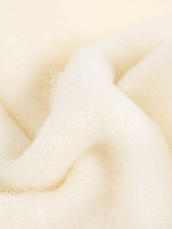 Marni: scarves online - Cream Alpaca Scarf With Fringes